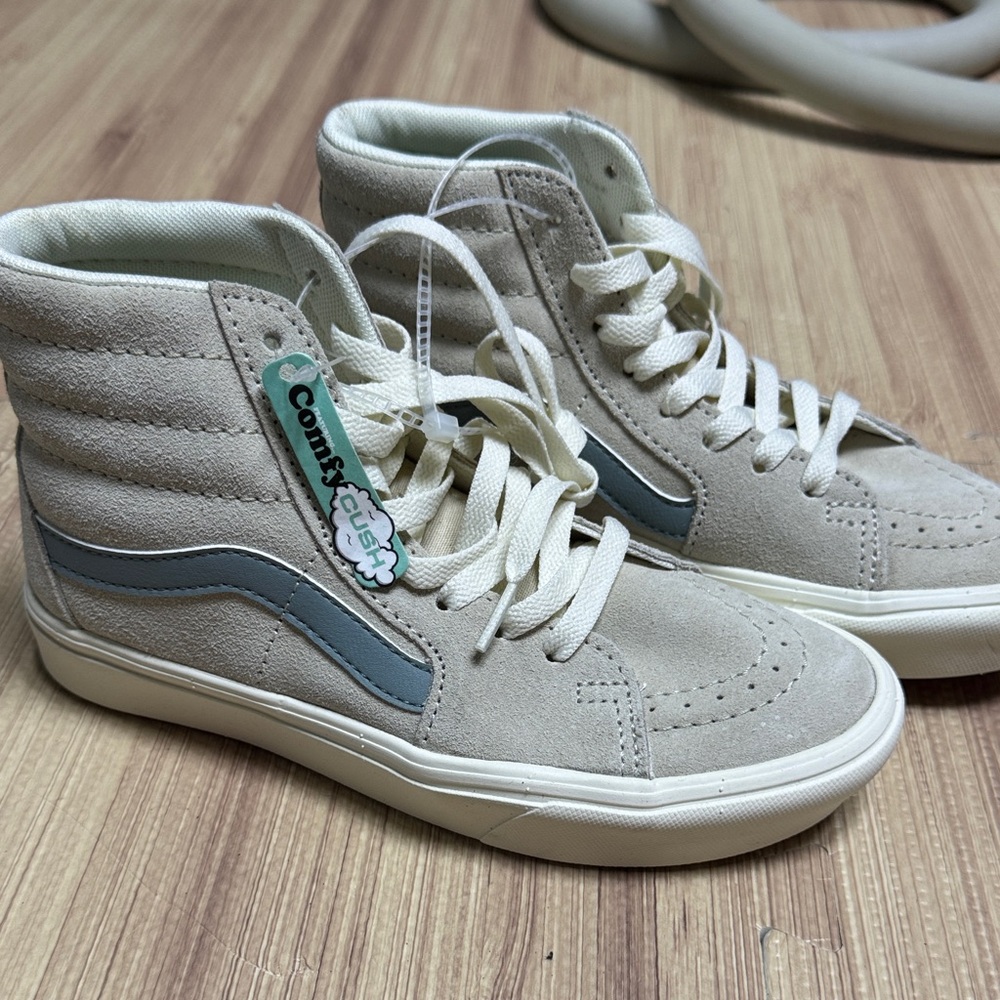 Vans High-Top Sneakers with Blue Stripe